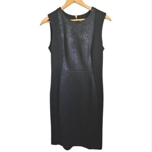 Calvin Klein Black Bodycon Sheath Dress with Snakeskin Inspired Detail, Size 4